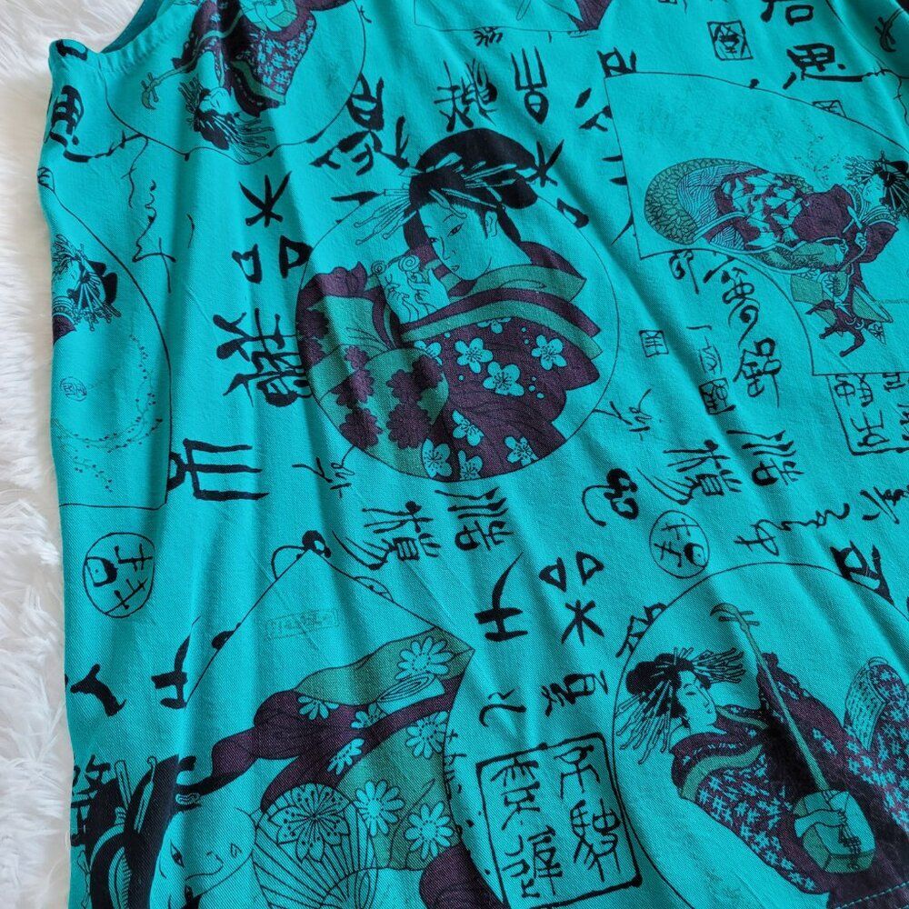 Tianello tank blouse Geisha Japanese Asian print Women Top size Small - Picture 4 of 6